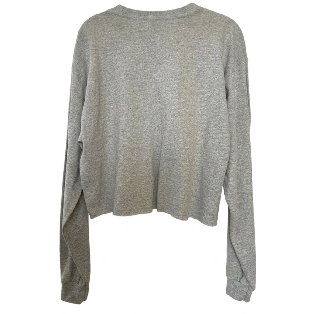 Disney Mickey Mouse Rainbow Sweatshirt Womens L Gray Cropped Graphic Pullover